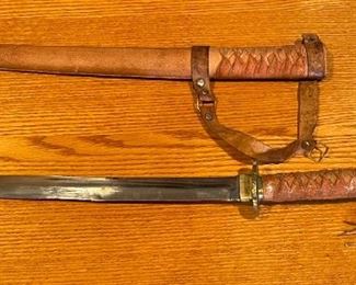 3 Samurai Swords on Display 28 x 48 x 1.5 in HxWxD