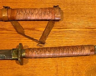 3 Samurai Swords on Display 28 x 48 x 1.5 in HxWxD