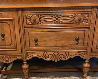 Oak Sideboard Buffet cabinet 37 x 60 x 20 in HxWxD