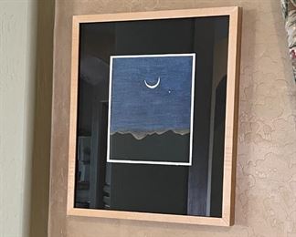 Crescent Moon over Mountains Framed Print Frame: 17.5x14.5in HxWxD
