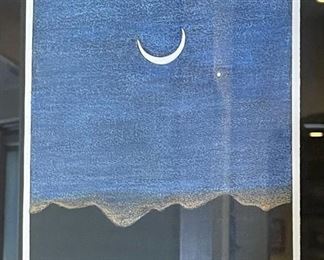 Crescent Moon over Mountains Framed Print Frame: 17.5x14.5in HxWxD