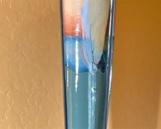 Ojo Sarco Pottery Ceramic Vase with Iron Stand Kathy Riggs and Jake Willson 19 in by 6in diameter