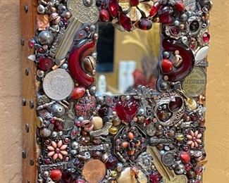 2pc Metal Art Queen of Roses Mirror & Cross Mirror: 7.25 x 5.5 x 1.5in HxWxD