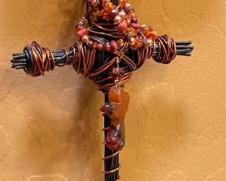 2pc Metal Art Queen of Roses Mirror & Cross Mirror: 7.25 x 5.5 x 1.5in HxWxD