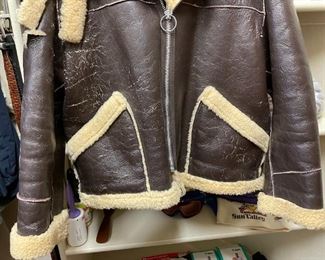 Weathered Antler Flight Jacket Sheepskin Shearling XL