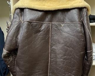 Weathered Antler Flight Jacket Sheepskin Shearling XL