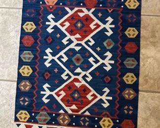 Med Hand Knotted Peruvian rug 39 x 25.5 in