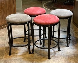 4pc Swivel top Microfiber Iron Frame Stools 25.5in H x 17in Dia