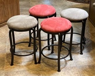 4pc Swivel top Microfiber Iron Frame Stools 25.5in H x 17in Dia