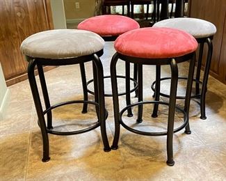 4pc Swivel top Microfiber Iron Frame Stools 25.5in H x 17in Dia