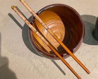 3pc James Brooke Studio Pottery Plate, Pitcher, Bowl Set Plate: 12.75 x 12.75