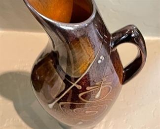 3pc James Brooke Studio Pottery Plate, Pitcher, Bowl Set Plate: 12.75 x 12.75