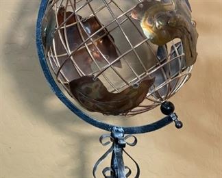 Metal Brass Cage Globe Decor 8x10x12in HxWxD