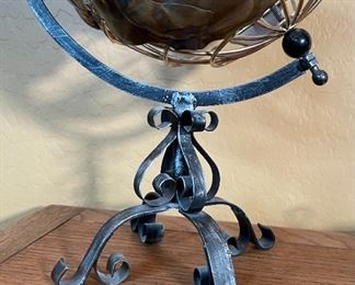 Metal Brass Cage Globe Decor 8x10x12in HxWxD