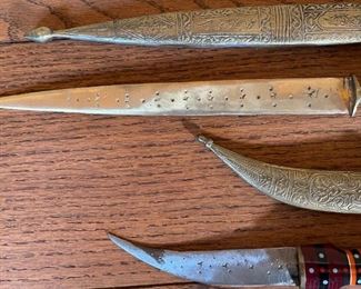 2pc Middle Eastern Jambiya Dagger Knife Set Khanjar Lebanon Knife 20in Long & 11.25in long