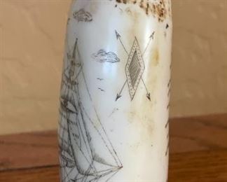 Faux Ship Tamar 1861 Scrimshaw Whale Tooth 6in H