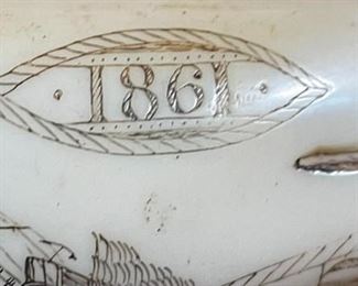 Faux Ship Tamar 1861 Scrimshaw Whale Tooth 6in H