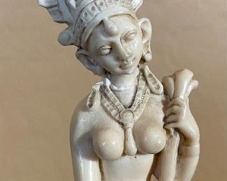 AS-IS 2pc Faux Ivory Statues 8.75in H