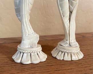 AS-IS 2pc Faux Ivory Statues 8.75in H