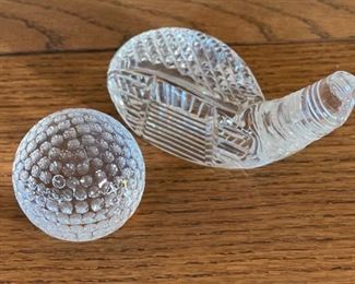 2pc Waterford Crystal Golf Club Driver Head & Ball Golf Club: 3x3x5in HxWxD