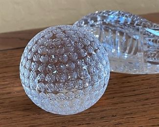 2pc Waterford Crystal Golf Club Driver Head & Ball Golf Club: 3x3x5in HxWxD