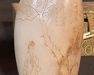 Chinese Etched Soapstone Stamp Seal in box #2 Box: 2x5.25x3in HxWxD