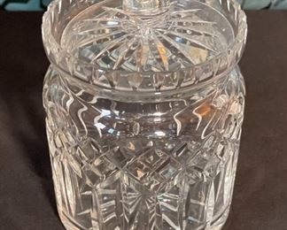Waterford Crystal Lismore Biscuit Barrel Jar with Lid 7.5in H x 5in Diameter