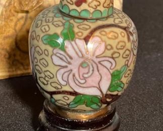 2pc Mini Chinese Cloisonné ginger jars Box: 2x3.5x3.75in HxWxD