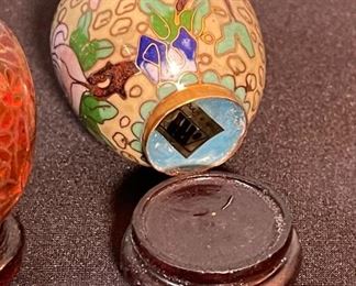 2pc Mini Chinese Cloisonné ginger jars Box: 2x3.5x3.75in HxWxD