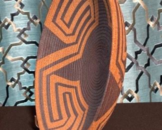 David Salk Pottery Plate Basket Design Clay Bowl 10in Diameter