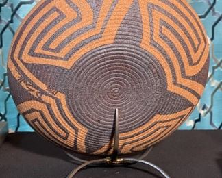 David Salk Pottery Plate Basket Design Clay Bowl 10in Diameter