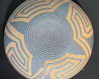 David Salk Pottery Plate Basket Design Clay Bowl 10in Diameter