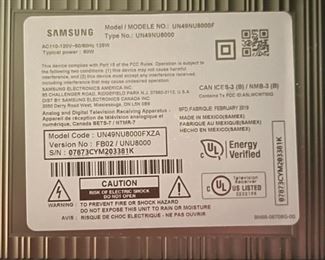 Samsung 49in 4K UHD 8 Series Smart TV UN49NU800F 28 x 43 x 13in HxWxD