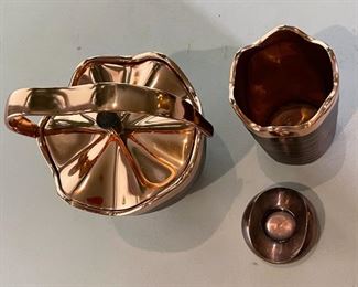 3pc Nambe Copper Ice Bucket Bar Set Ice Bucket: 11 x 8 x 7.5” HxWxD