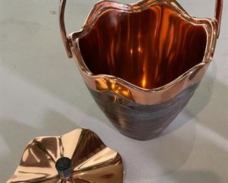 3pc Nambe Copper Ice Bucket Bar Set Ice Bucket: 11 x 8 x 7.5” HxWxD