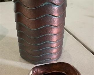 3pc Nambe Copper Ice Bucket Bar Set Ice Bucket: 11 x 8 x 7.5” HxWxD