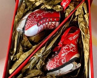 2pc Waterford Ice Dancing Skates Pair in Box waterford 144271 Christmas Ornaments in box Holiday Heirlooms