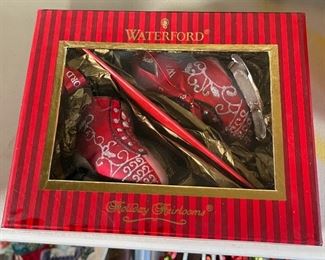 2pc Waterford Ice Dancing Skates Pair in Box waterford 144271 Christmas Ornaments in box Holiday Heirlooms