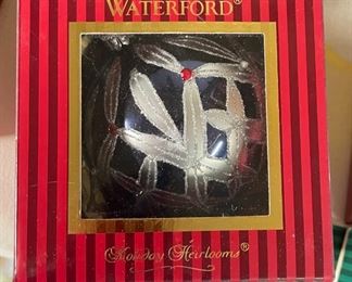 Waterford Prussian Blue Lismore Ball Christmas Ornament