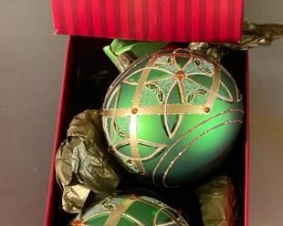 Waterford Celtic Knot Christmas Ball Ornaments Pair in Box