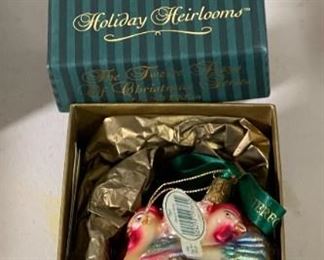 Waterford Three French Hens Christmas Ornament 12 days of Christmas