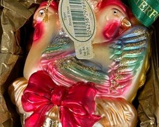 Waterford Three French Hens Christmas Ornament 12 days of Christmas