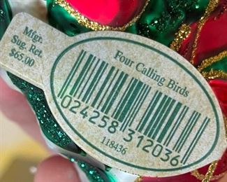 Waterford Four Calling Birds Christmas Ornament 12 days of Christmas