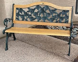 Regalia Cast Iron & Wood Patio Bench 34 x 50 x 25in HxWxD