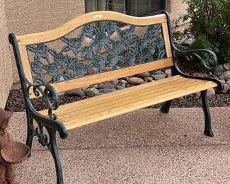 Regalia Cast Iron & Wood Patio Bench 34 x 50 x 25in HxWxD