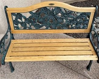 Regalia Cast Iron & Wood Patio Bench 34 x 50 x 25in HxWxD