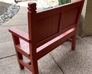 Rustic Carved Wood Mexican Patio Bench 41 x 43 x 21 in HxWxD