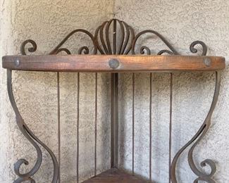 Rustic Iron & Wood Patio Corner Shelf 78 x 20 x 20in HxWxD