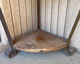 Rustic Iron & Wood Patio Corner Shelf 78 x 20 x 20in HxWxD