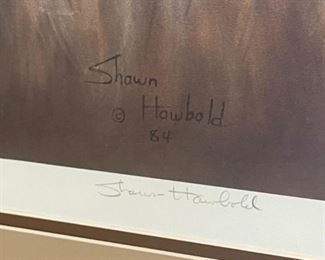 Signed Litho Shawn Hawbold Eskimo Boy Portrait 62/200 Framed Lithographic Print Frame: 27.5 x 24in